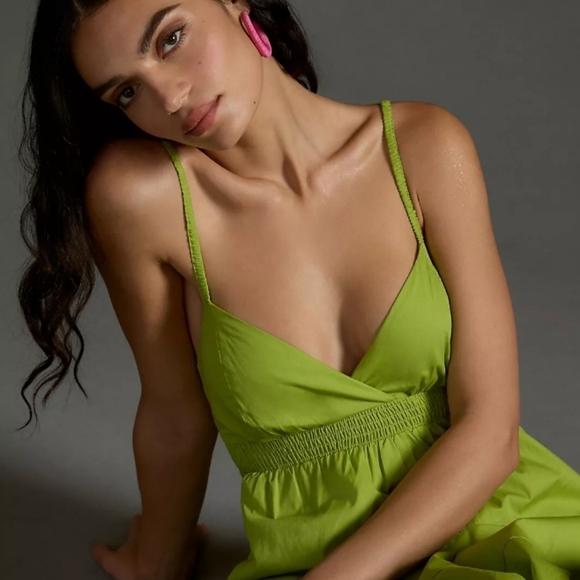 Anthropologie V-NeckTiered Bubble Hem Dress Size XS - Picture 3 of 10